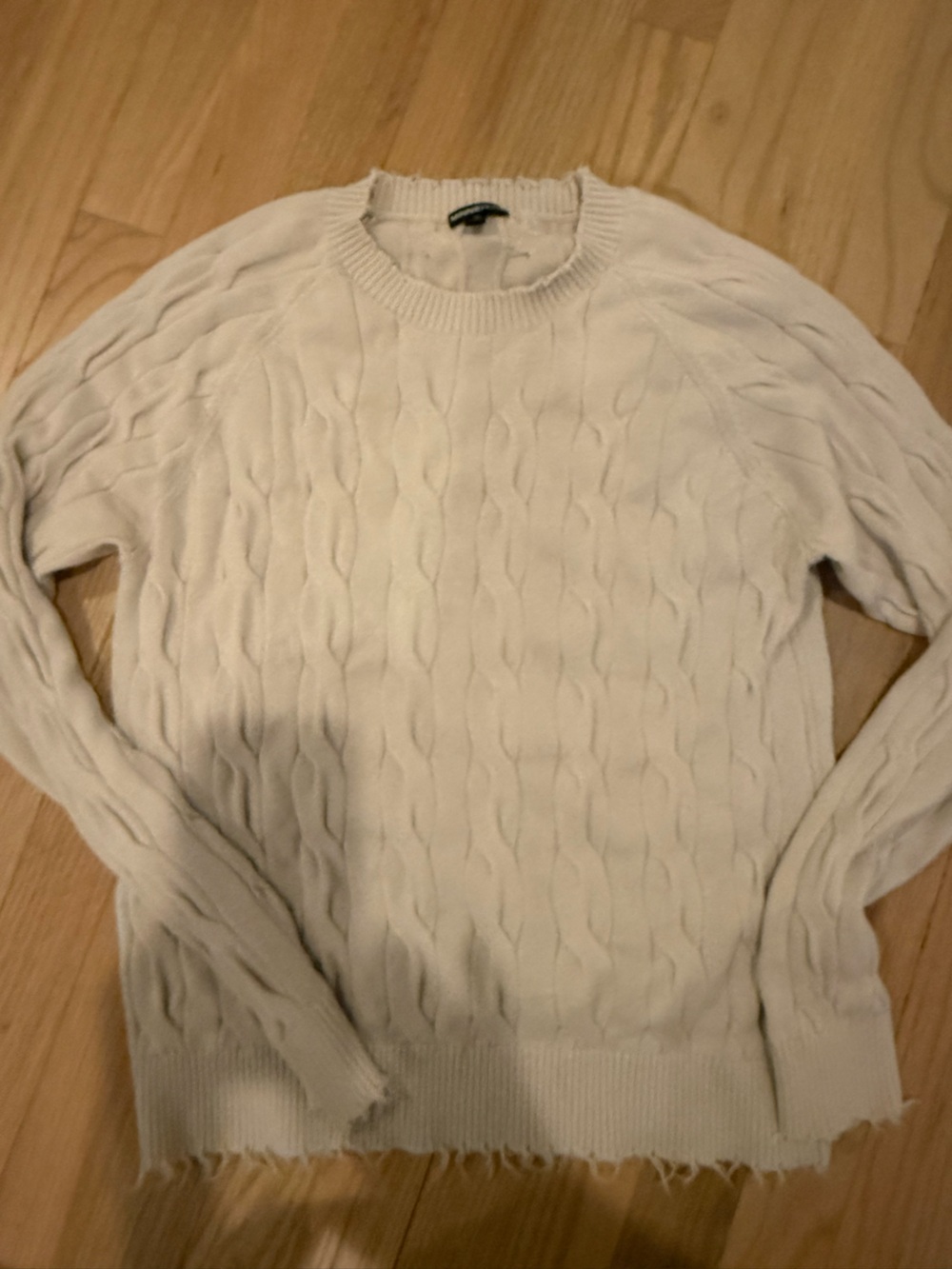 Minnie Rose Cream Cable-Knit Crewneck Sweater